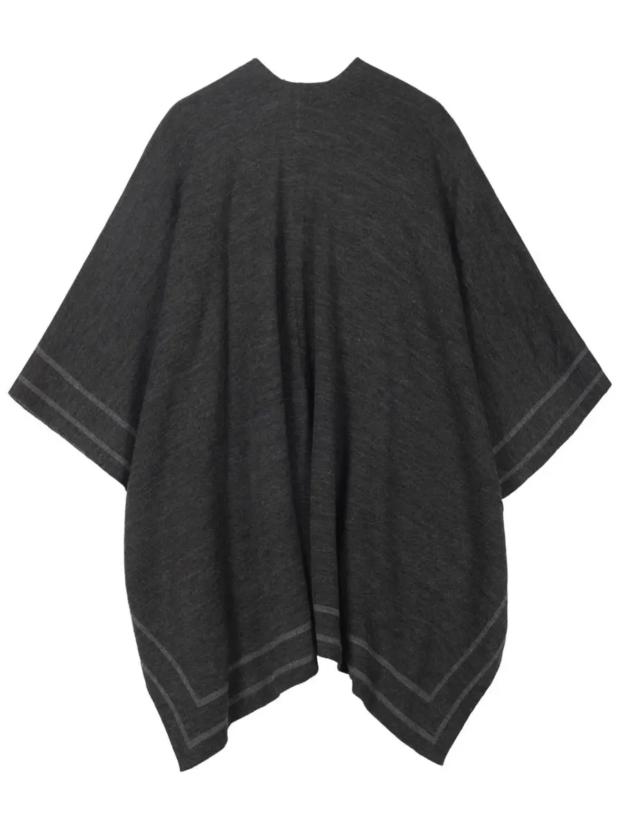 Шаль-руана с реверсивной каймой Reversible Border Stripe Ruana Lauren Ralph Lauren — изображение 2 из 4, темно-серый/серый