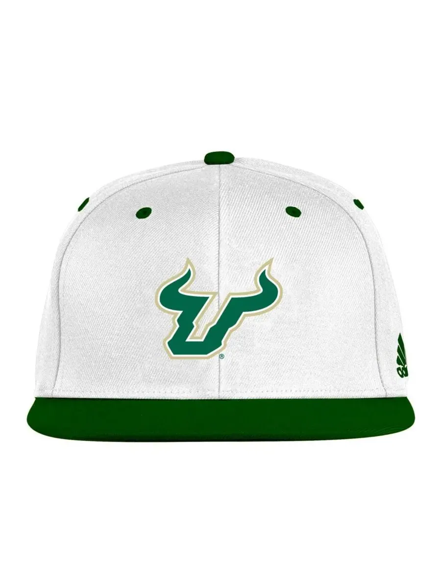 Adidas Мужская бело-зеленая бейсболка South Florida Bulls с посадкой на поле