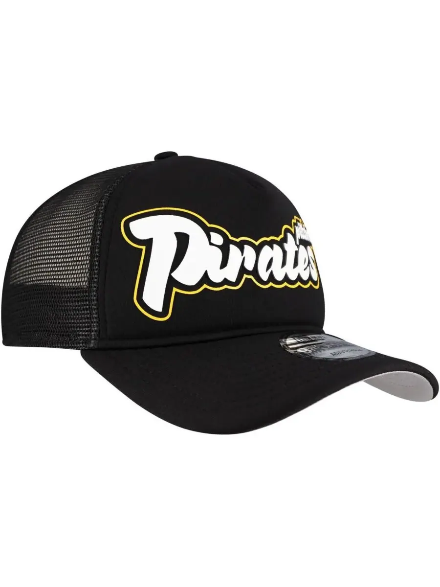 New Era Мужская черная кепка-тракер Pittsburgh Pirates в стиле ретро с А-образным вырезом — изображение 4 из 5, черный