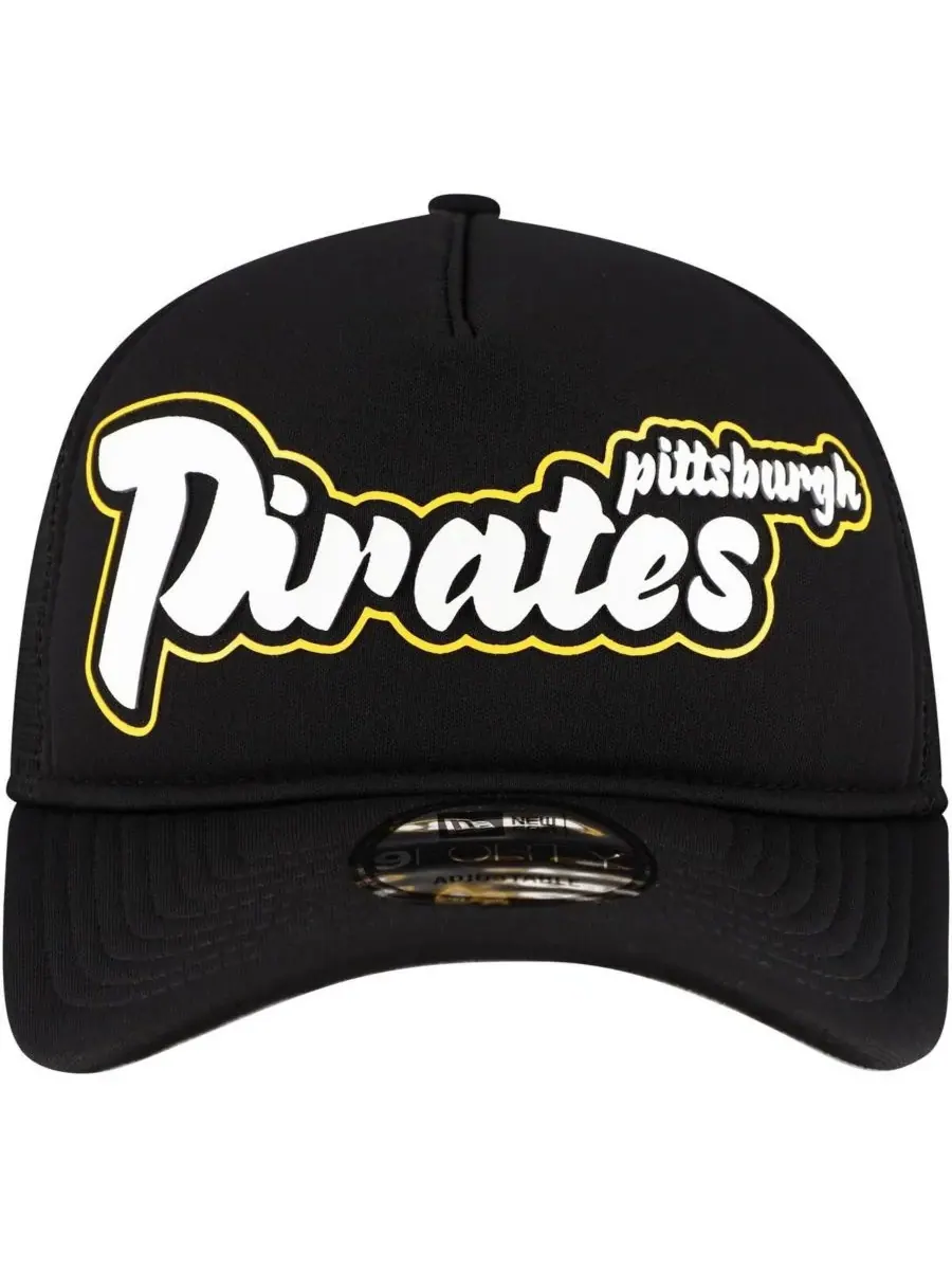 New Era Мужская черная кепка-тракер Pittsburgh Pirates в стиле ретро с А-образным вырезом — изображение 5 из 5, черный