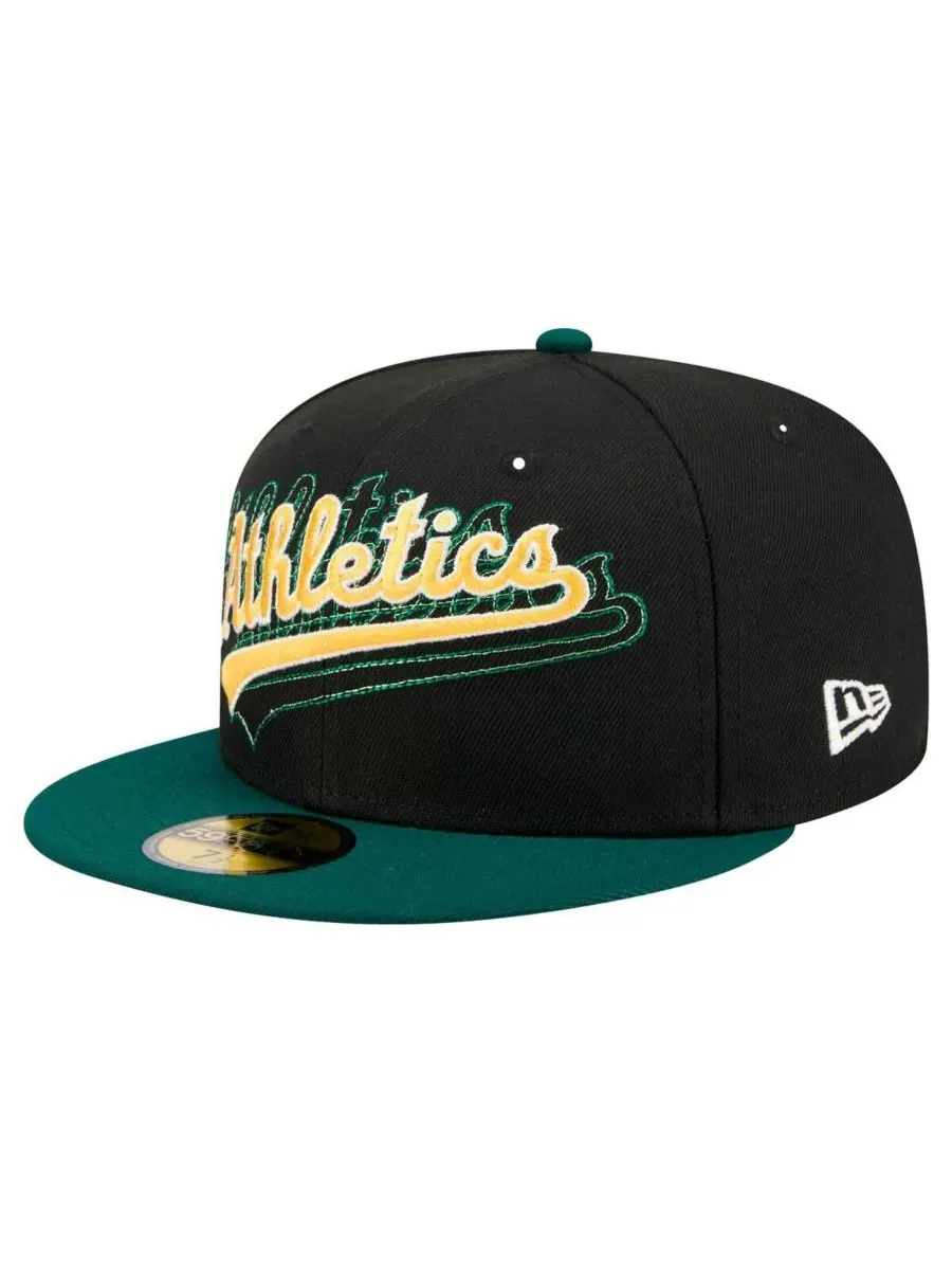 New Era Мужская черная спортивная кепка Athletics Shadow Stitch 59FIFTY