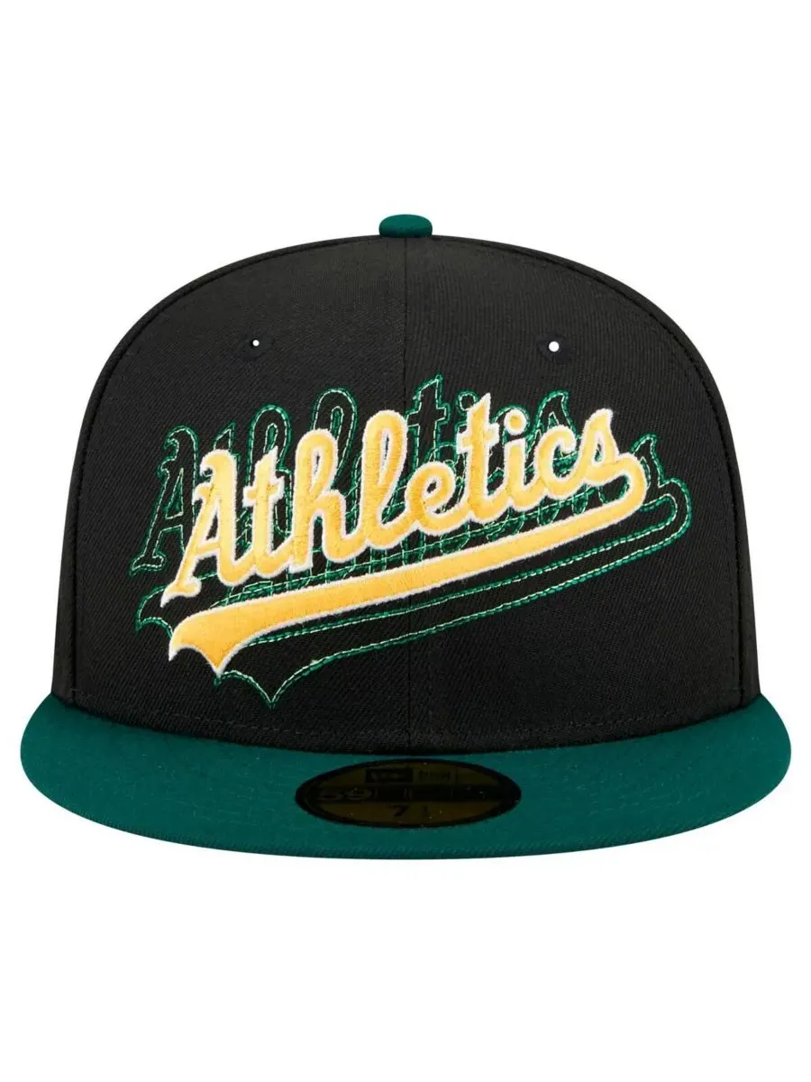 New Era Мужская черная спортивная кепка Athletics Shadow Stitch 59FIFTY — изображение 2 из 4, черный