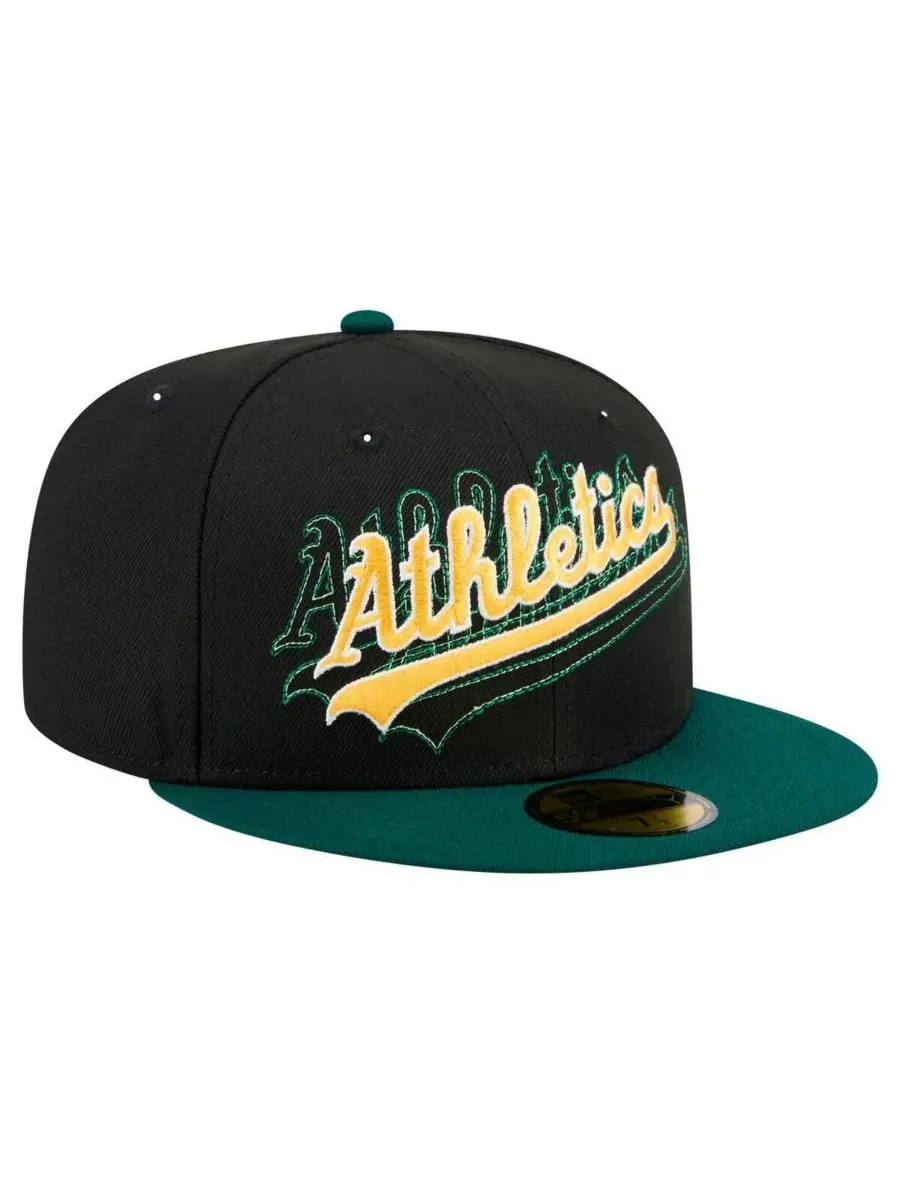 New Era Мужская черная спортивная кепка Athletics Shadow Stitch 59FIFTY — изображение 3 из 4, черный