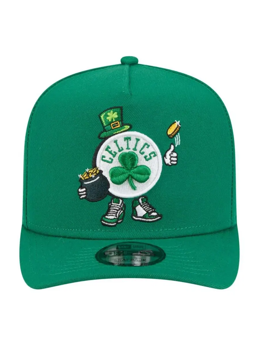 Бейсболка New Era с вышитым мультяшным логотипом Boston Celtics — изображение 4 из 4, зеленый
