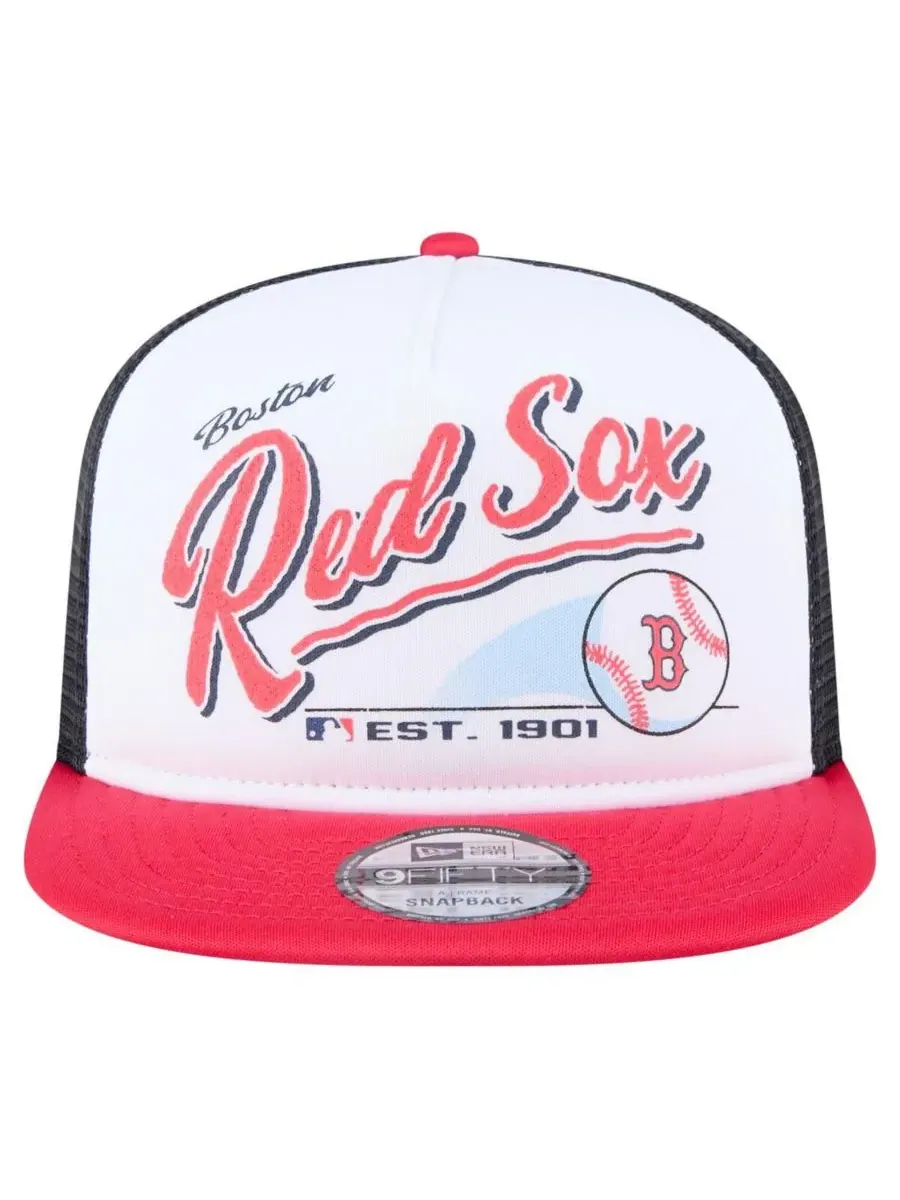 New Era Мужская бело-красная бейсболка Boston Red Sox в стиле ретро с надписью 9FIFTY — изображение 2 из 5, белый красный