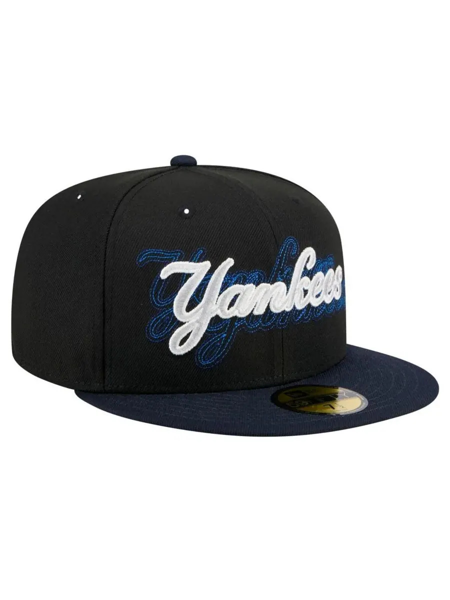 New Era Мужская черная бейсболка New York Yankees Shadow Stitch 59FIFTY — изображение 4 из 5, черный