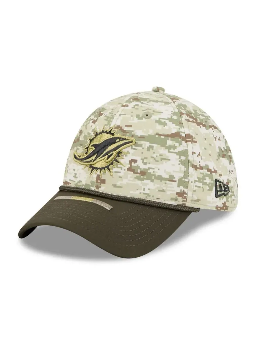 New Era Мужская кепка Miami Dolphins 2025 Salute to Service 39THIRTY Flex Hat в — изображение 2 из 4, темный зеленый