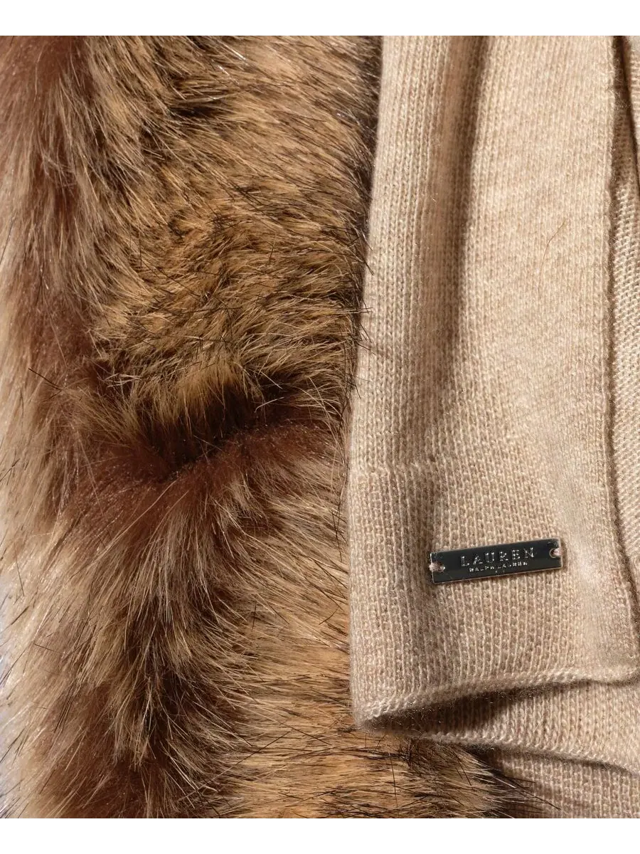 Накидка-руана с отделкой из искусственного меха Toscana, модель Faux Toscana Trim Knit Ruana Lauren — изображение 3 из 3