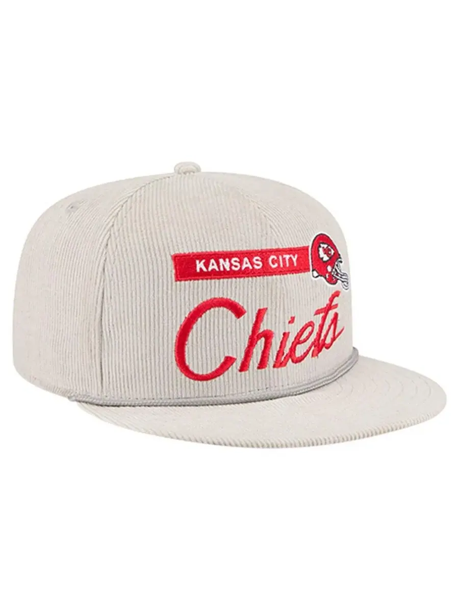 New Era Мужская серая вельветовая кепка Kansas City Chiefs 9FIFTY с регулируемой застежкой — изображение 3 из 5, серый
