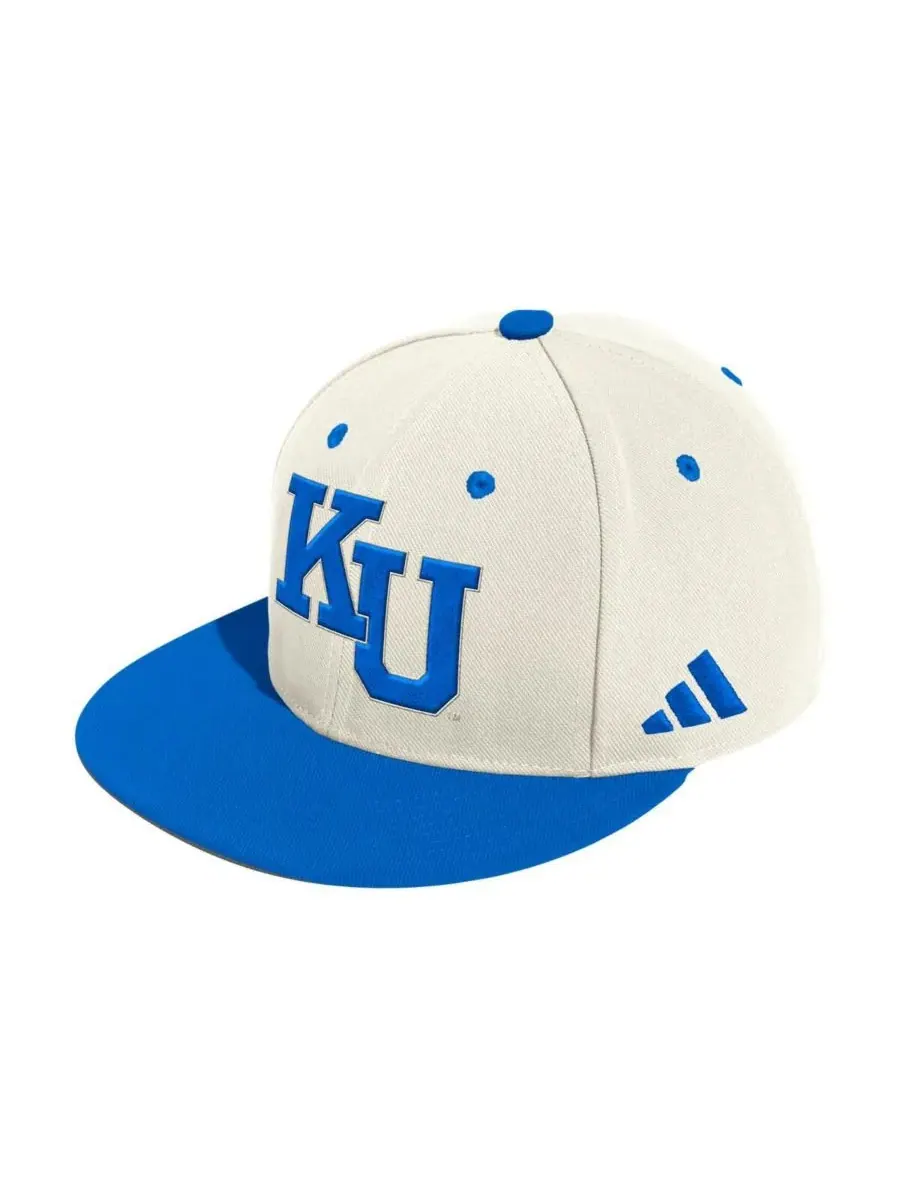 Adidas Мужская кремовая бейсболка Kansas Jayhawks с облегающим верхом