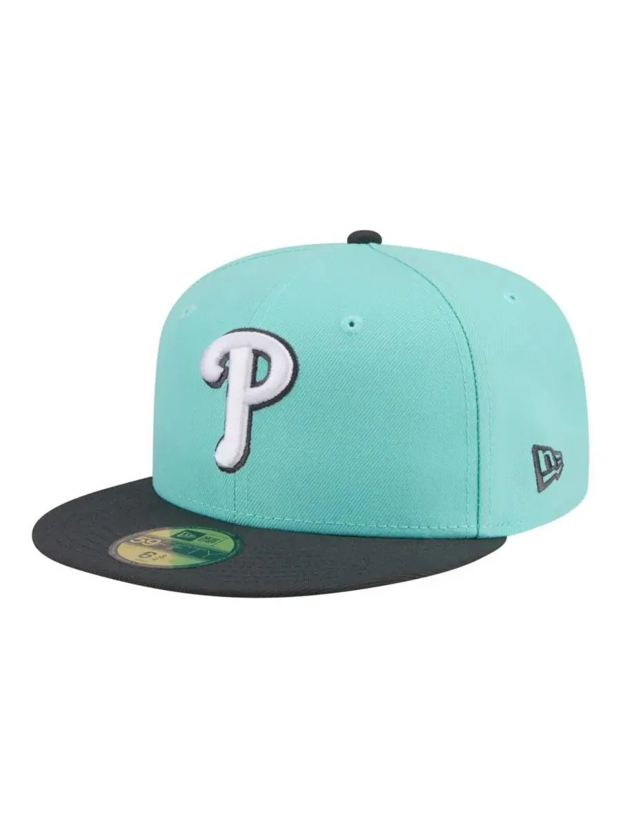 Мужская бирюзово-угольно-серая кепка Philadelphia Phillies, двухцветная расцветка 59FIFTY New Era