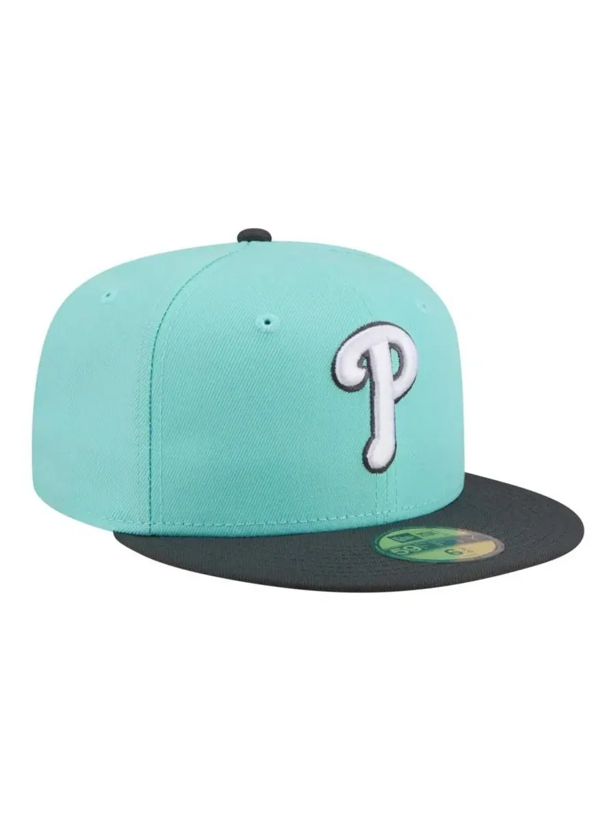 Мужская бирюзово-угольно-серая кепка Philadelphia Phillies, двухцветная расцветка 59FIFTY New Era — изображение 3 из 5