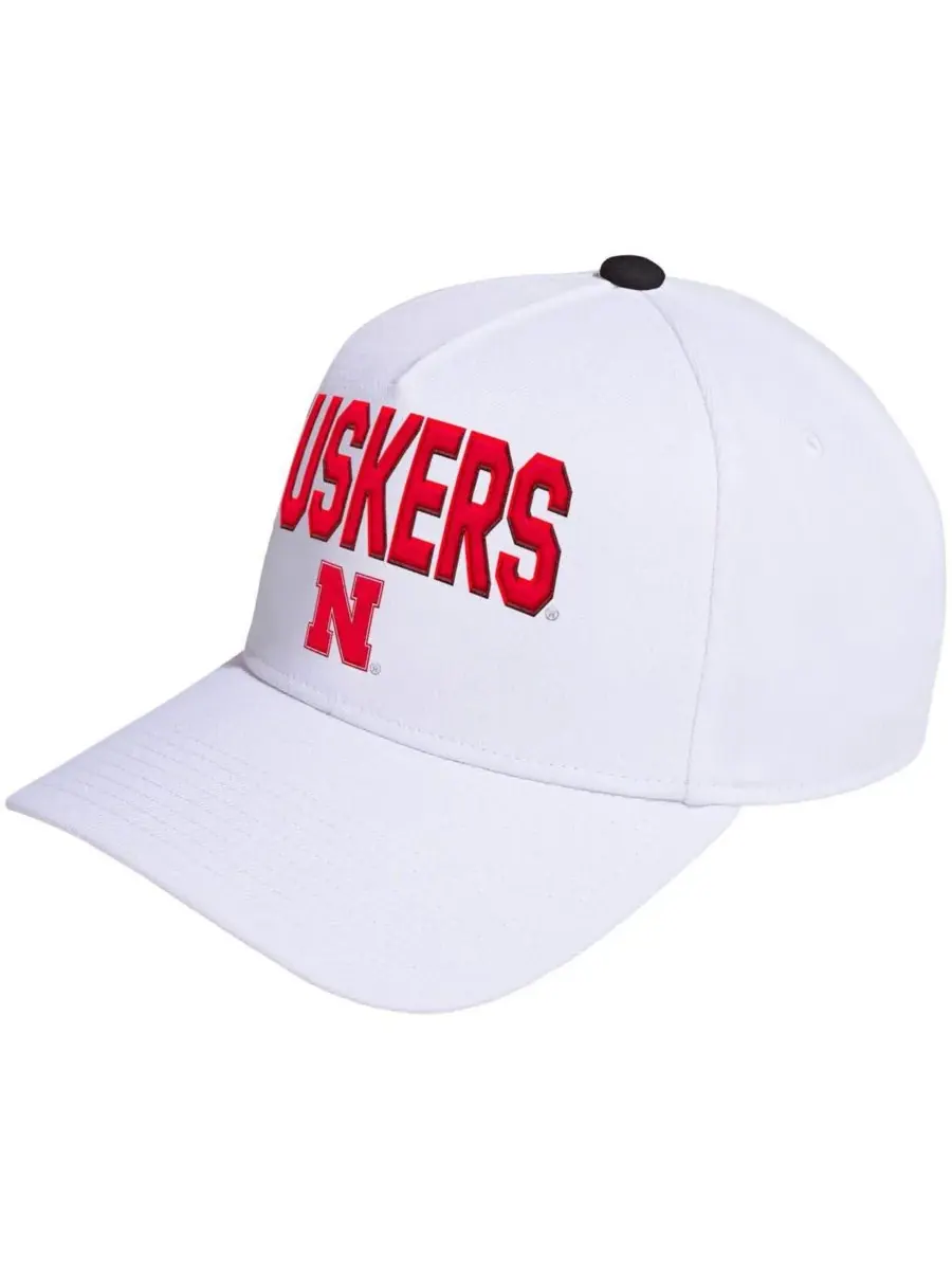 Adidas Мужская и женская белая регулируемая бейсболка Nebraska Huskers Locker Room A-Frame