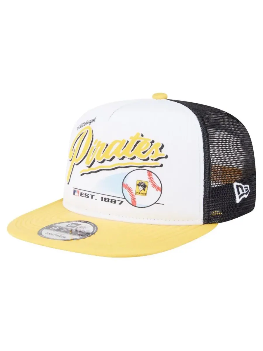 New Era Мужская бело-золотая кепка-тракер Pittsburgh Pirates в стиле ретро с надписью 9FIFTY
