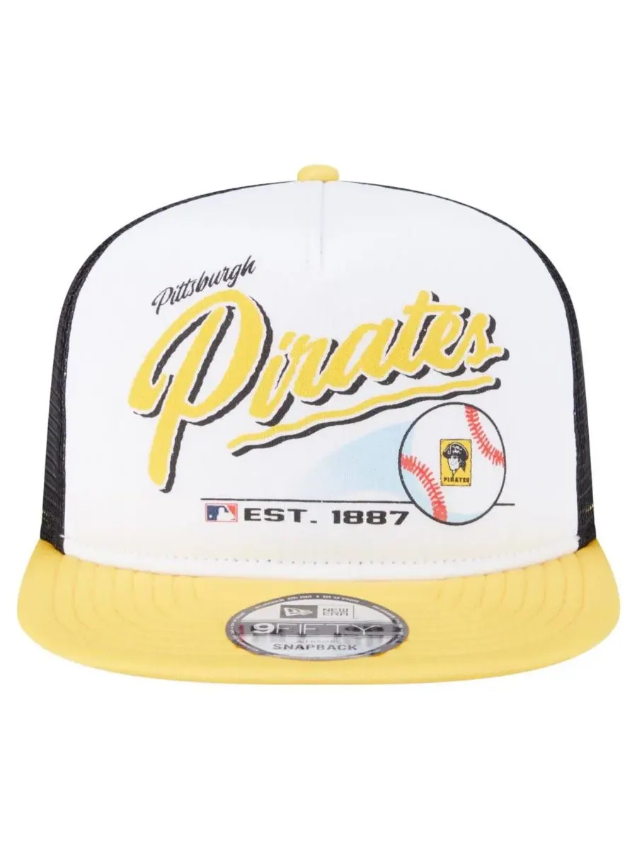 New Era Мужская бело-золотая кепка-тракер Pittsburgh Pirates в стиле ретро с надписью 9FIFTY — изображение 2 из 5