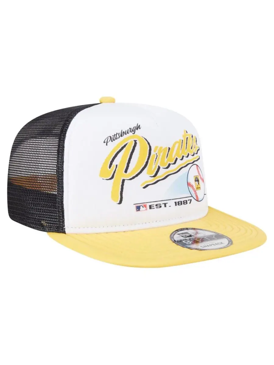New Era Мужская бело-золотая кепка-тракер Pittsburgh Pirates в стиле ретро с надписью 9FIFTY — изображение 3 из 5