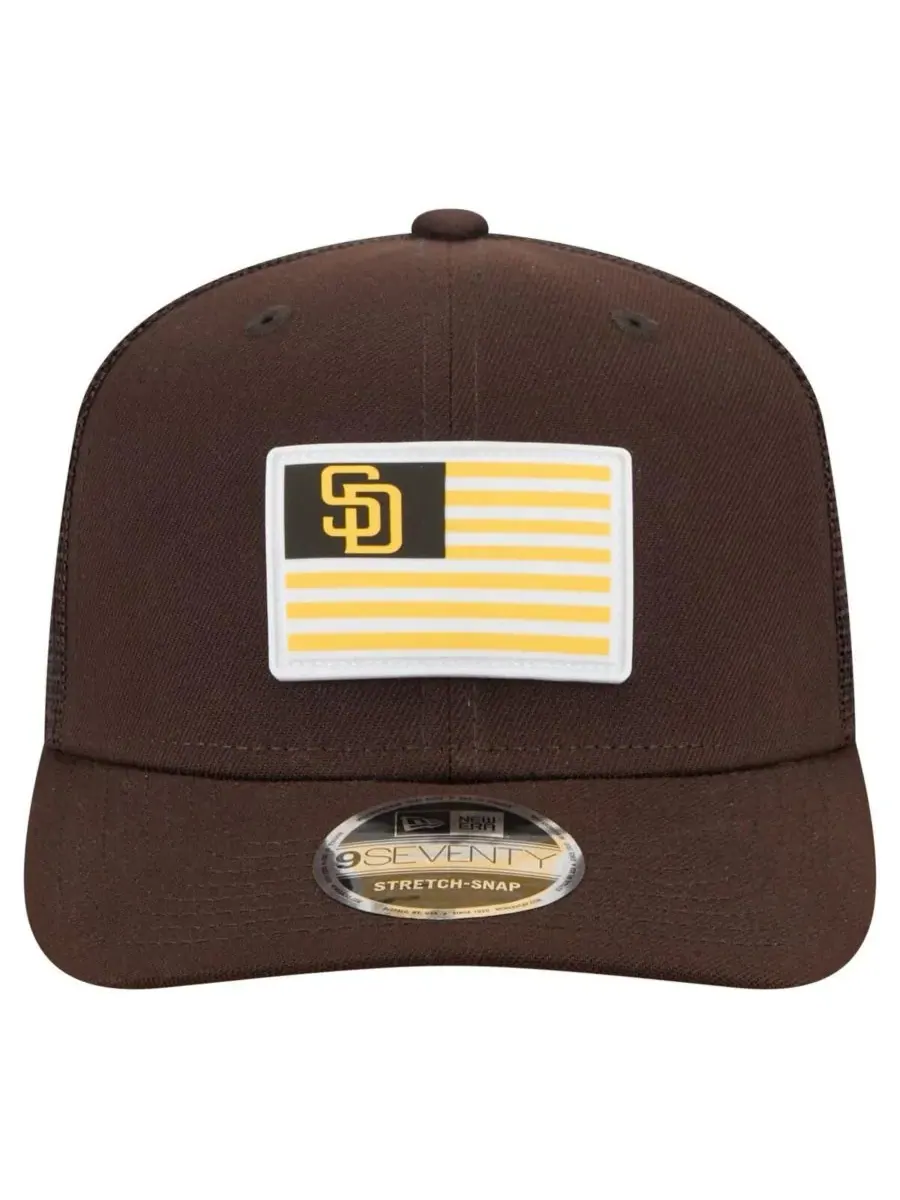 New Era Мужская коричневая кепка San Diego Padres Flag 9SEVENTY с эластичными застежками — изображение 2 из 5, коричневый
