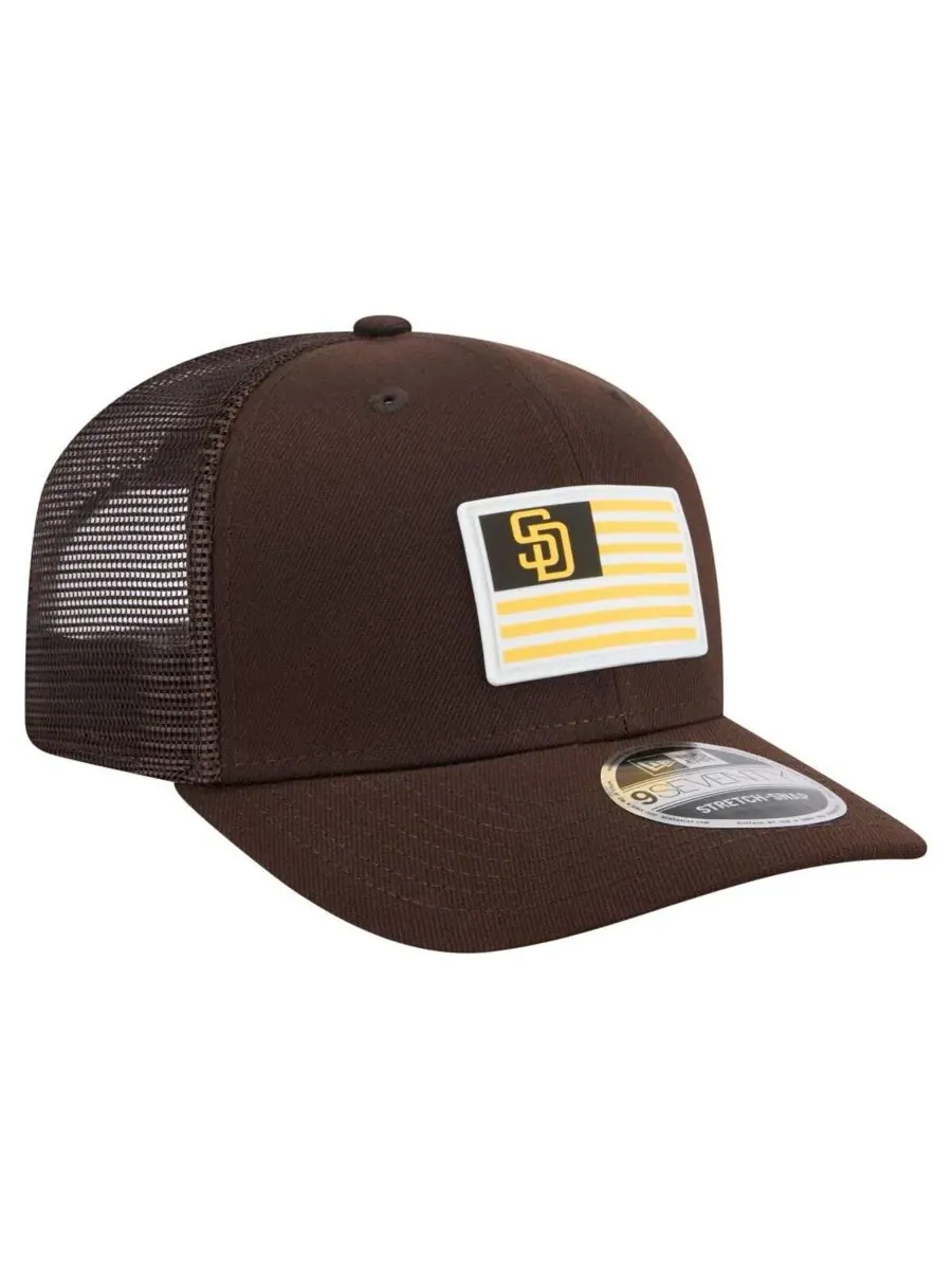 New Era Мужская коричневая кепка San Diego Padres Flag 9SEVENTY с эластичными застежками — изображение 3 из 5, коричневый