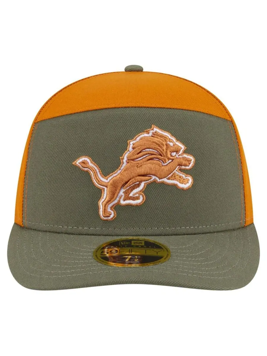 New Era Мужская кепка Detroit Lions Two-Tone Color Pack Split Panel 59FIFTY оливково-коричневого — изображение 2 из 4