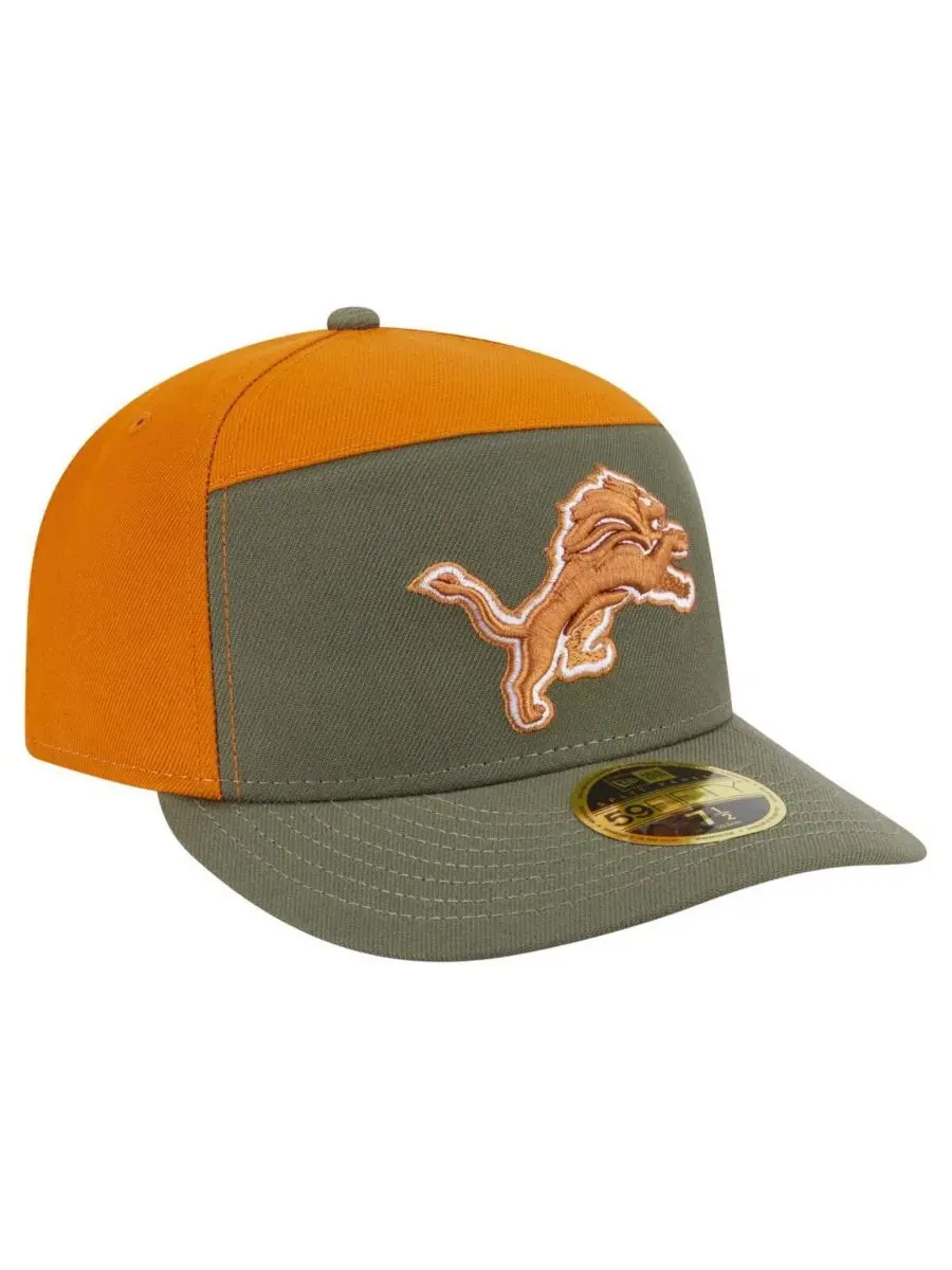 New Era Мужская кепка Detroit Lions Two-Tone Color Pack Split Panel 59FIFTY оливково-коричневого — изображение 4 из 4