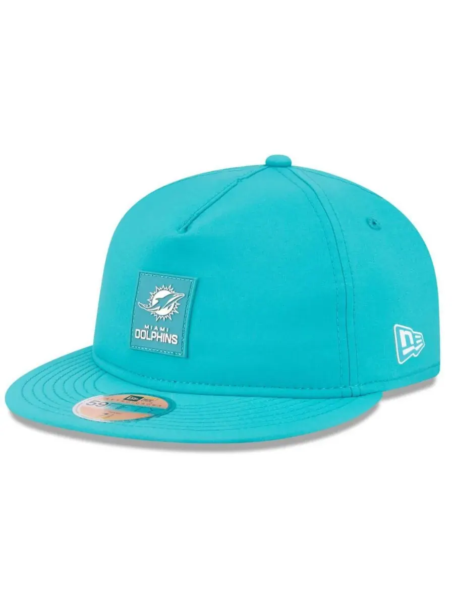 Мужская кепка Aqua Miami Dolphins 2025 Sideline Retro Crown 59FIFTY Fitted Hat New Era