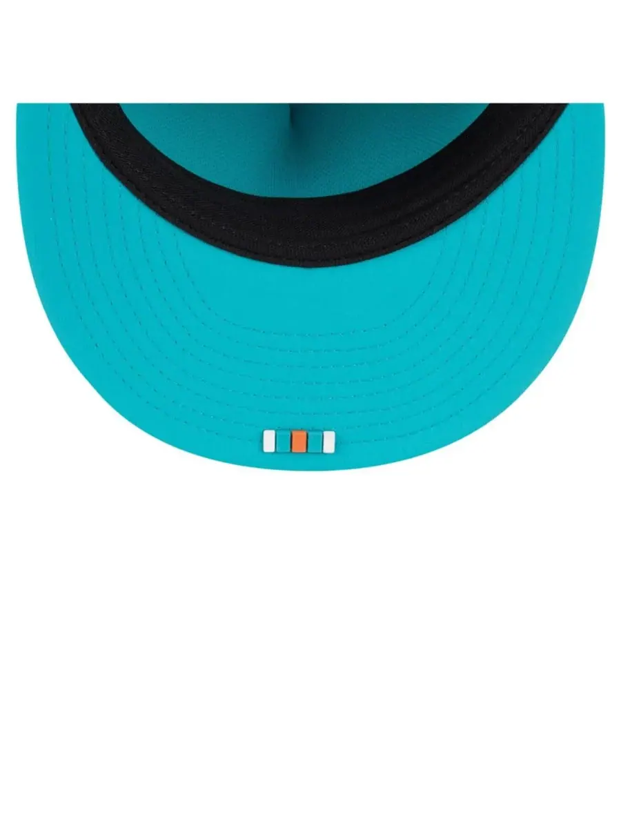 Мужская кепка Aqua Miami Dolphins 2025 Sideline Retro Crown 59FIFTY Fitted Hat New Era — изображение 3 из 5, голубой