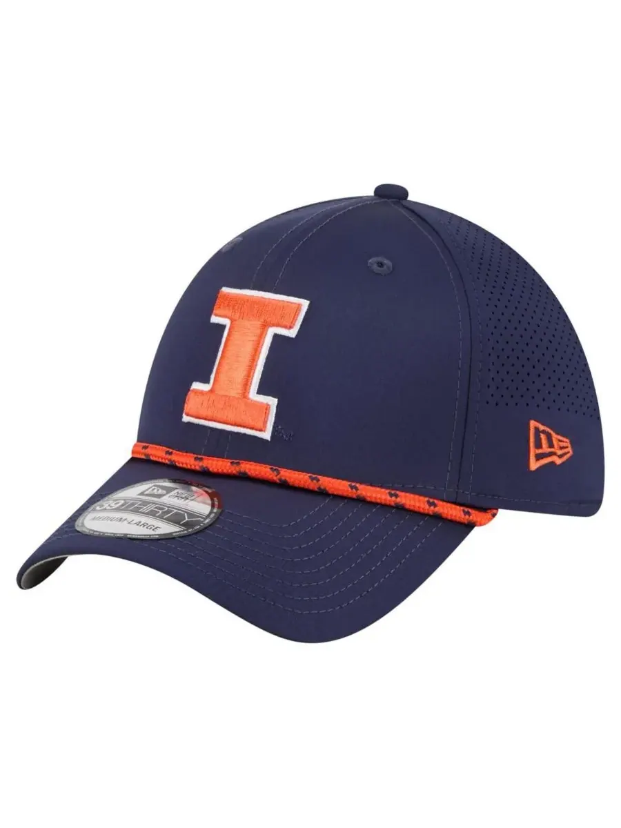 New Era Мужская темно-синяя кепка Illinois Fighting Illini Rope 39THIRTY Flex Hat