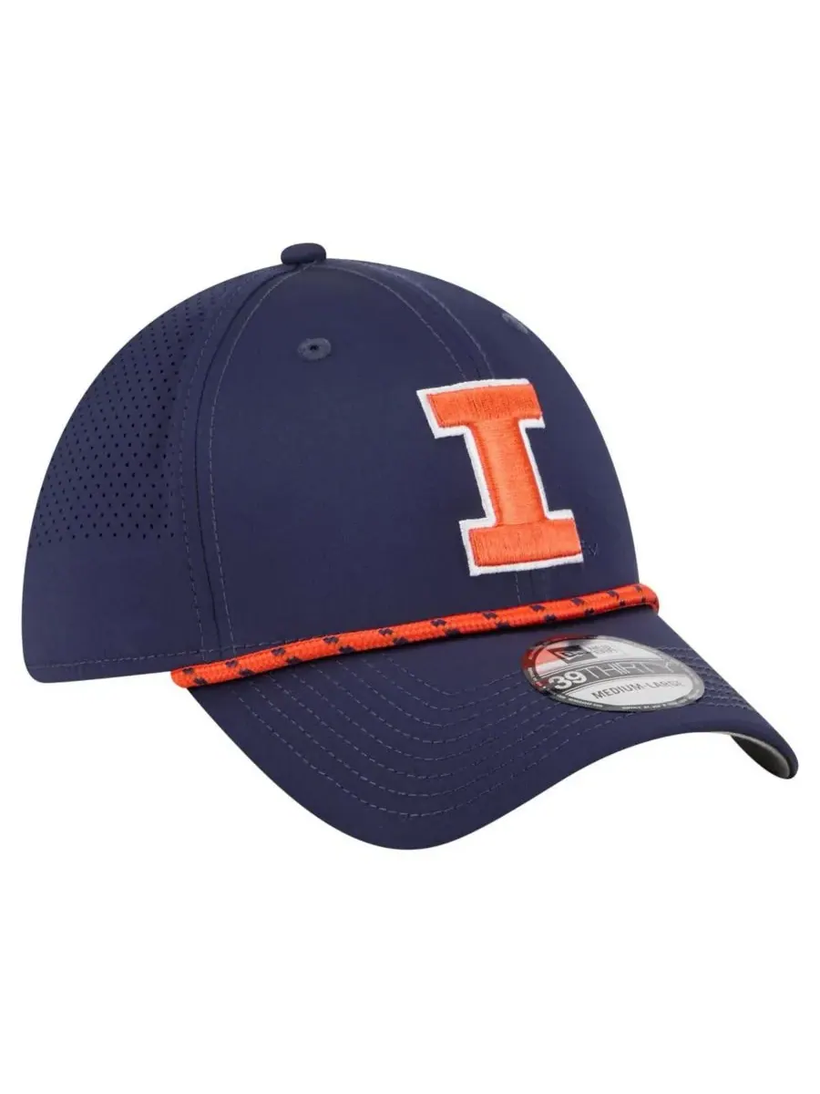 New Era Мужская темно-синяя кепка Illinois Fighting Illini Rope 39THIRTY Flex Hat — изображение 4 из 5, темно-синий