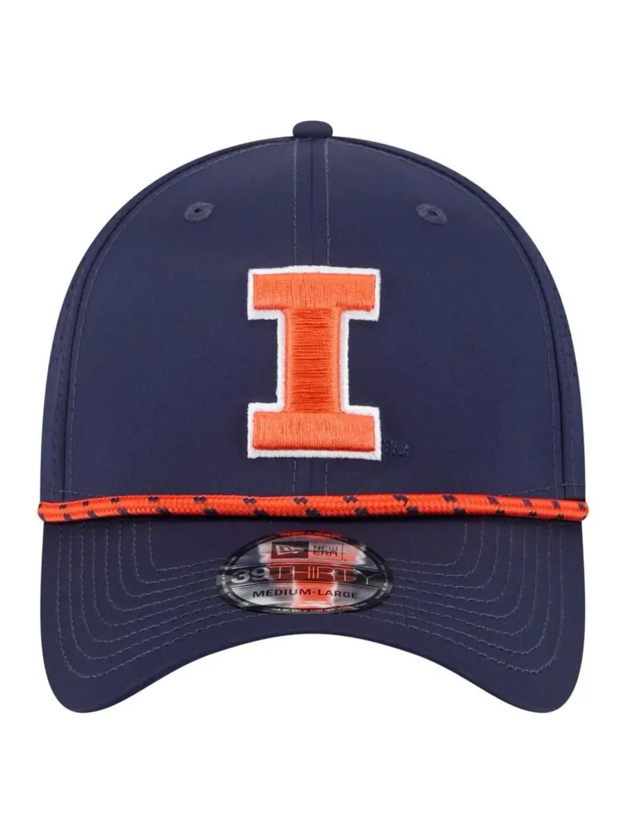 New Era Мужская темно-синяя кепка Illinois Fighting Illini Rope 39THIRTY Flex Hat — изображение 5 из 5, темно-синий