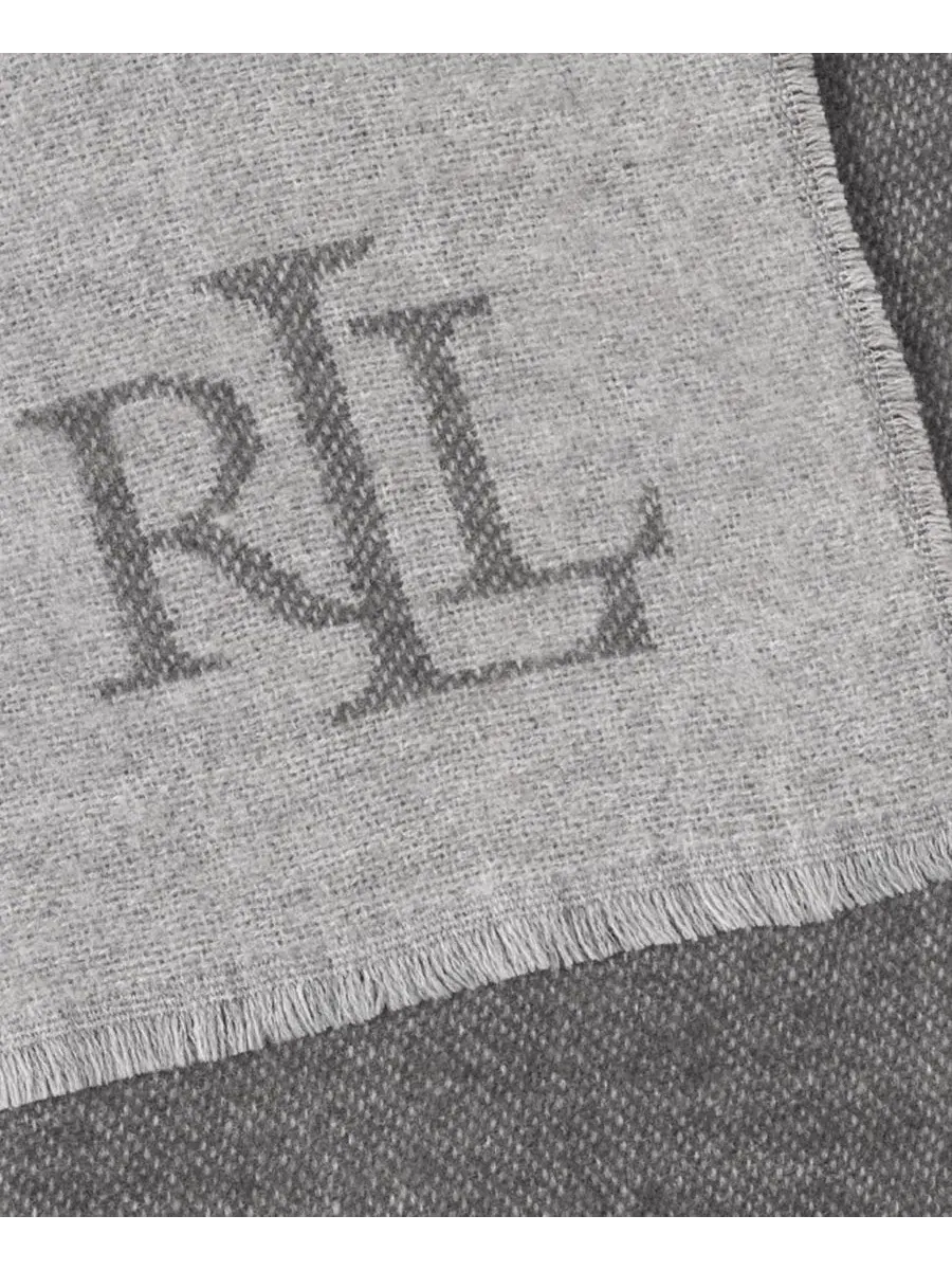 Шаль накидка с жаккардовым узором Equestrian Jacquard Wrap Lauren Ralph Lauren — изображение 4 из 4, темно-серый серый