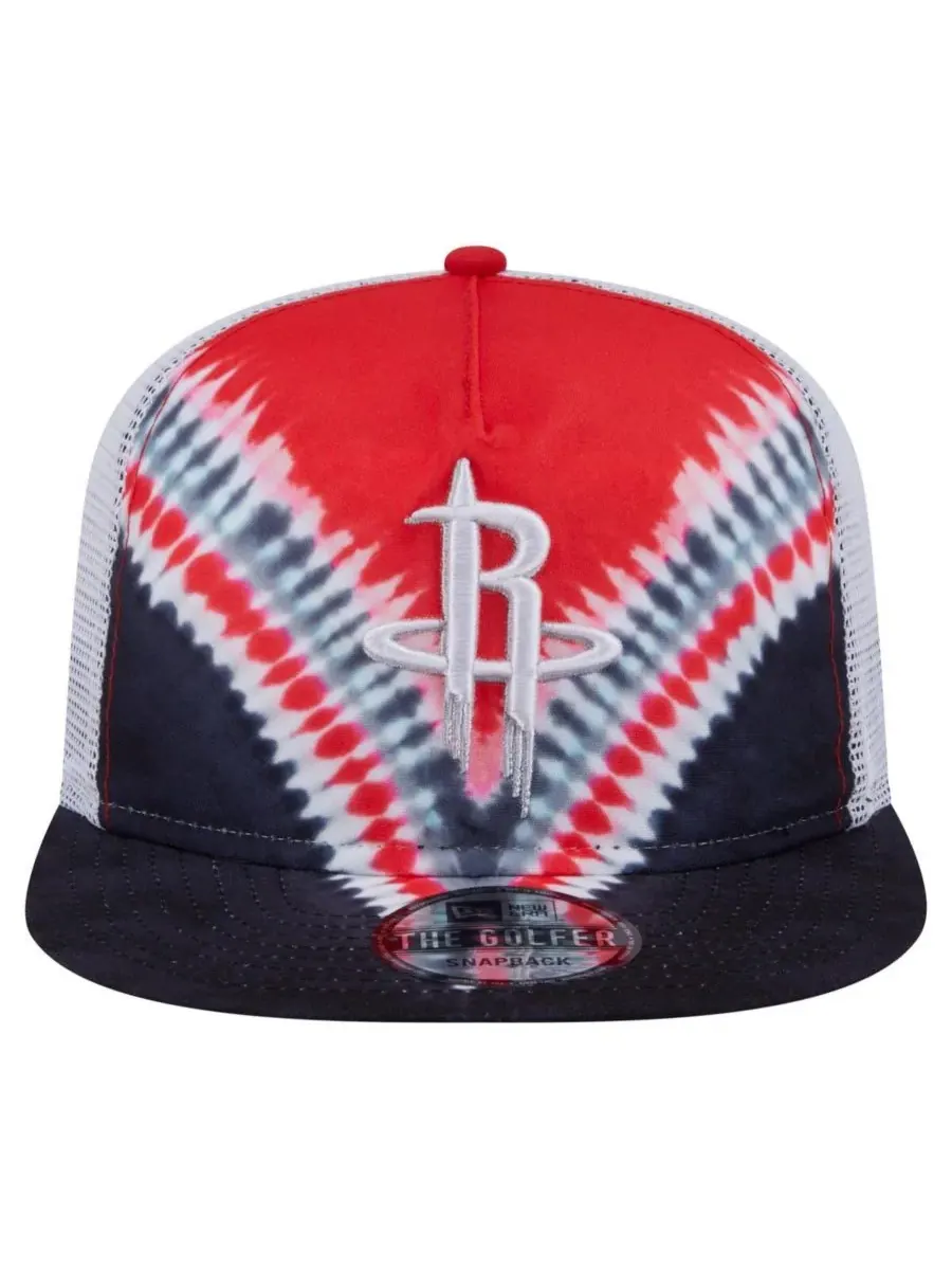 New Era Мужская кепка-бейсболка в стиле ретро с логотипом Houston Rockets — изображение 2 из 4, черный красный