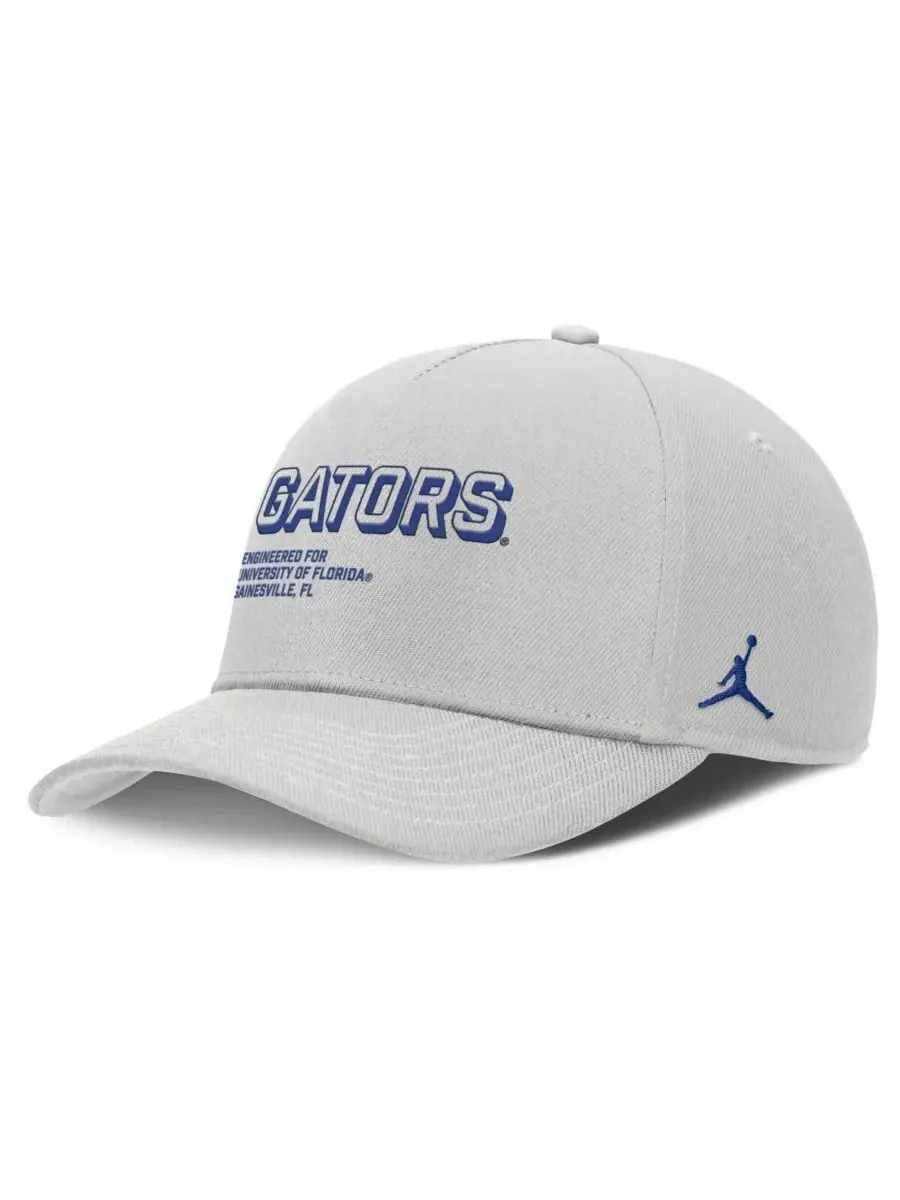 Jordan Мужская серая кепка Florida Gators 2025 Sideline Dust с регулируемой высотой и зауженным