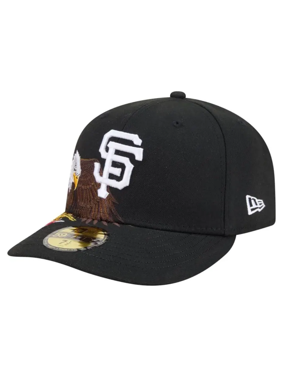 Кепка с вышивкой бейсбольная New Era, 59FIFTY, с орлом — изображение 4 из 5, черный