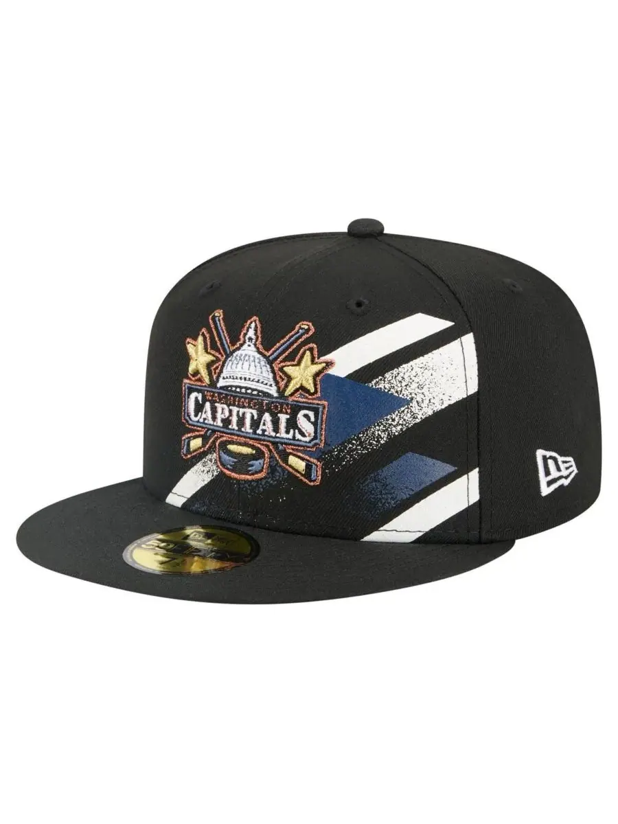 New Era Мужская черная бейсболка Washington Capitals Faded Lines 59FIFTY Fitted Hat