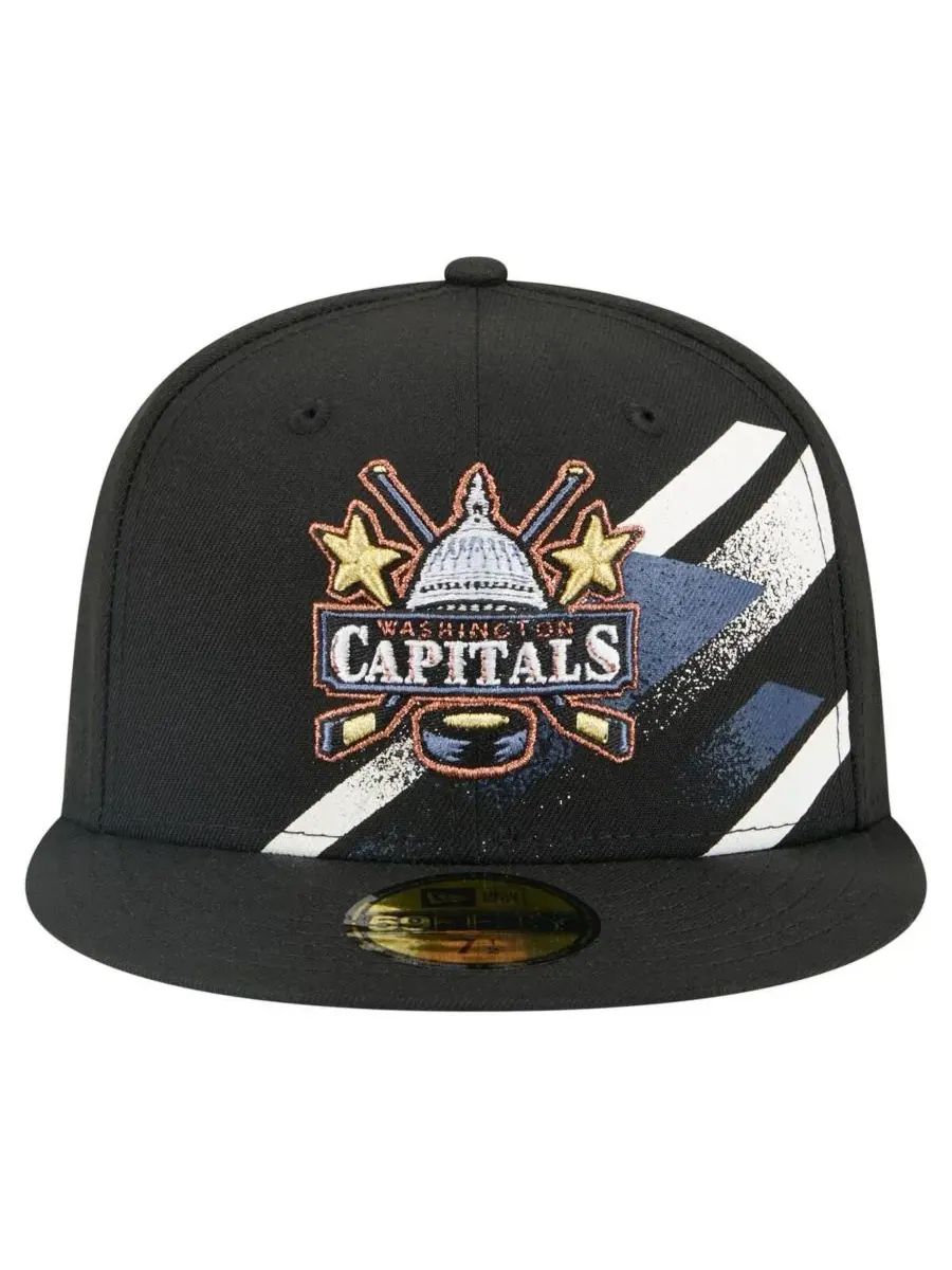 New Era Мужская черная бейсболка Washington Capitals Faded Lines 59FIFTY Fitted Hat — изображение 2 из 5, черный