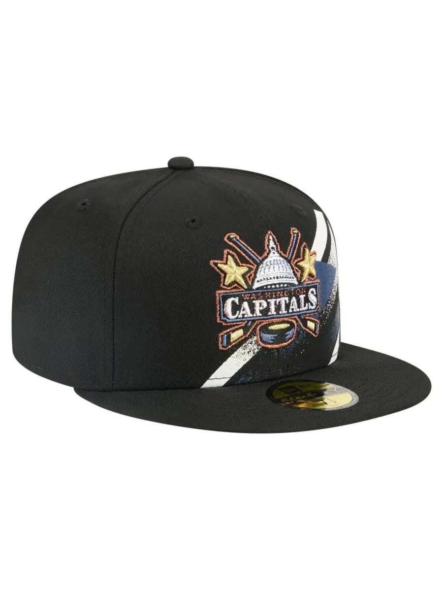 New Era Мужская черная бейсболка Washington Capitals Faded Lines 59FIFTY Fitted Hat — изображение 3 из 5, черный