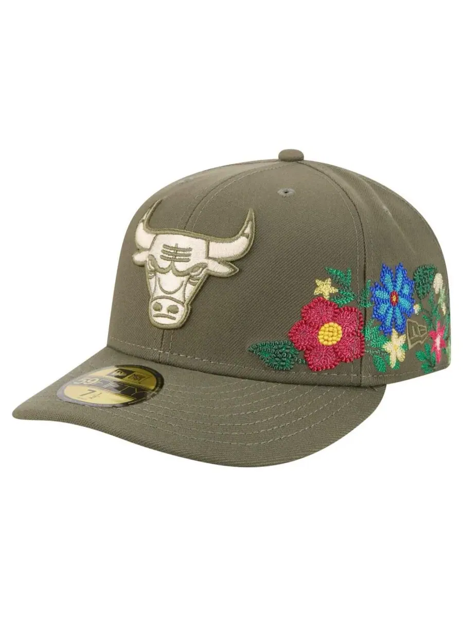 New Era Мужская кепка 59FIFTY оливкового цвета с цветочным принтом и символикой команды Chicago
