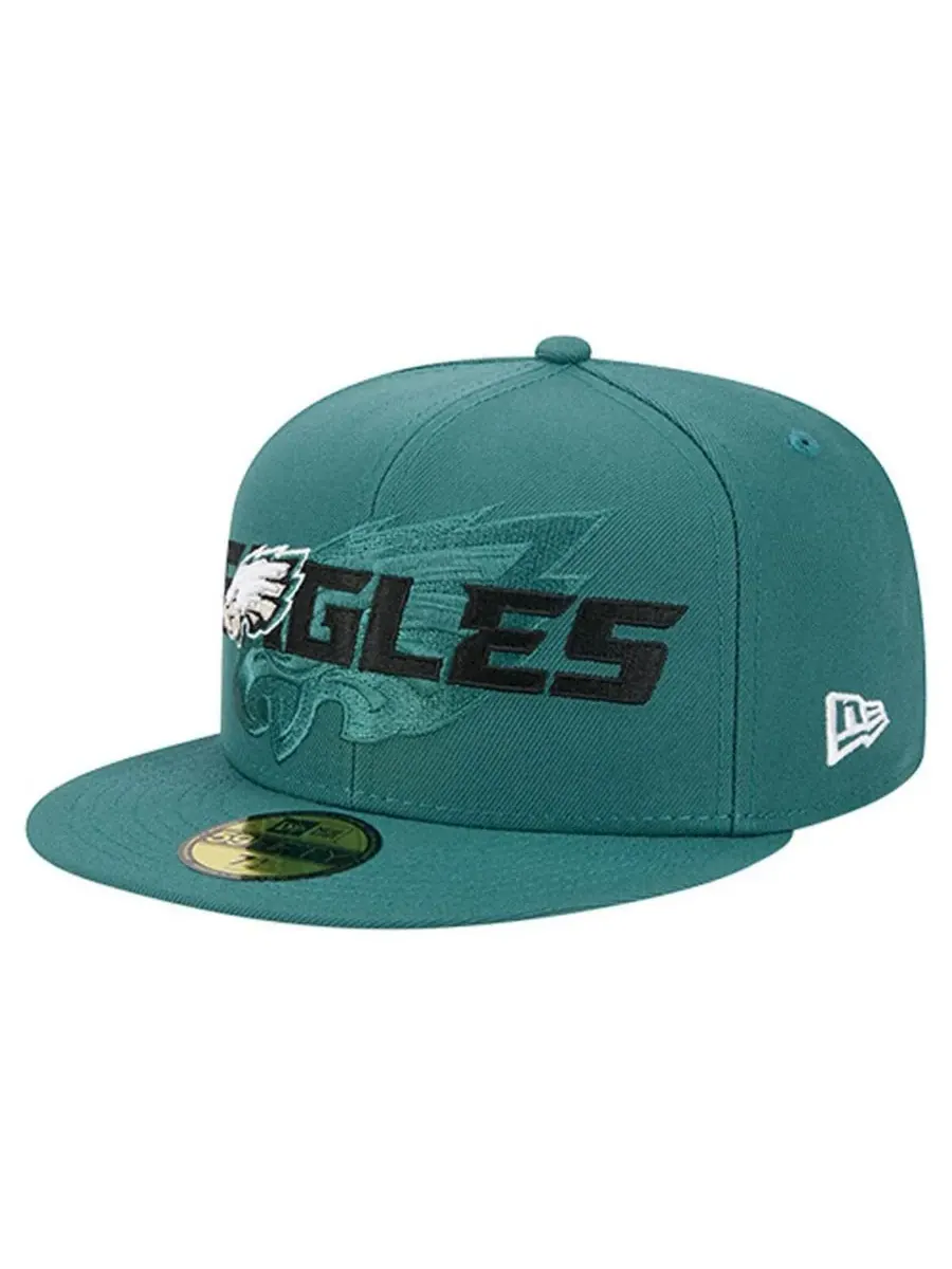 New Era Мужская кепка 59FIFTY цвета «полуночно-зеленый» с логотипом Philadelphia Eagles