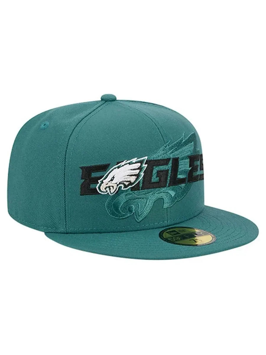 New Era Мужская кепка 59FIFTY цвета «полуночно-зеленый» с логотипом Philadelphia Eagles — изображение 4 из 5