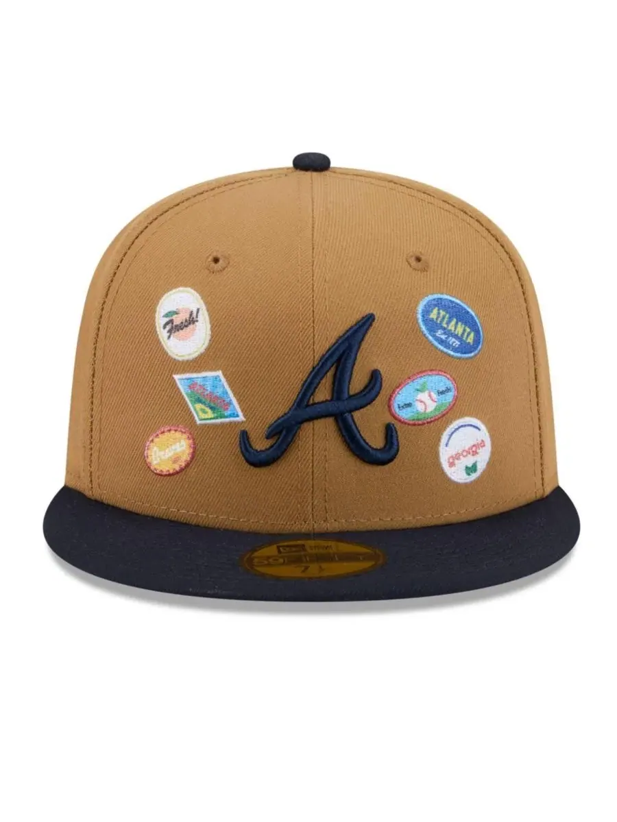Кепка New Era Atlanta Braves Fruit Sticker 59FIFTY Fitted — изображение 2 из 5, бежевый