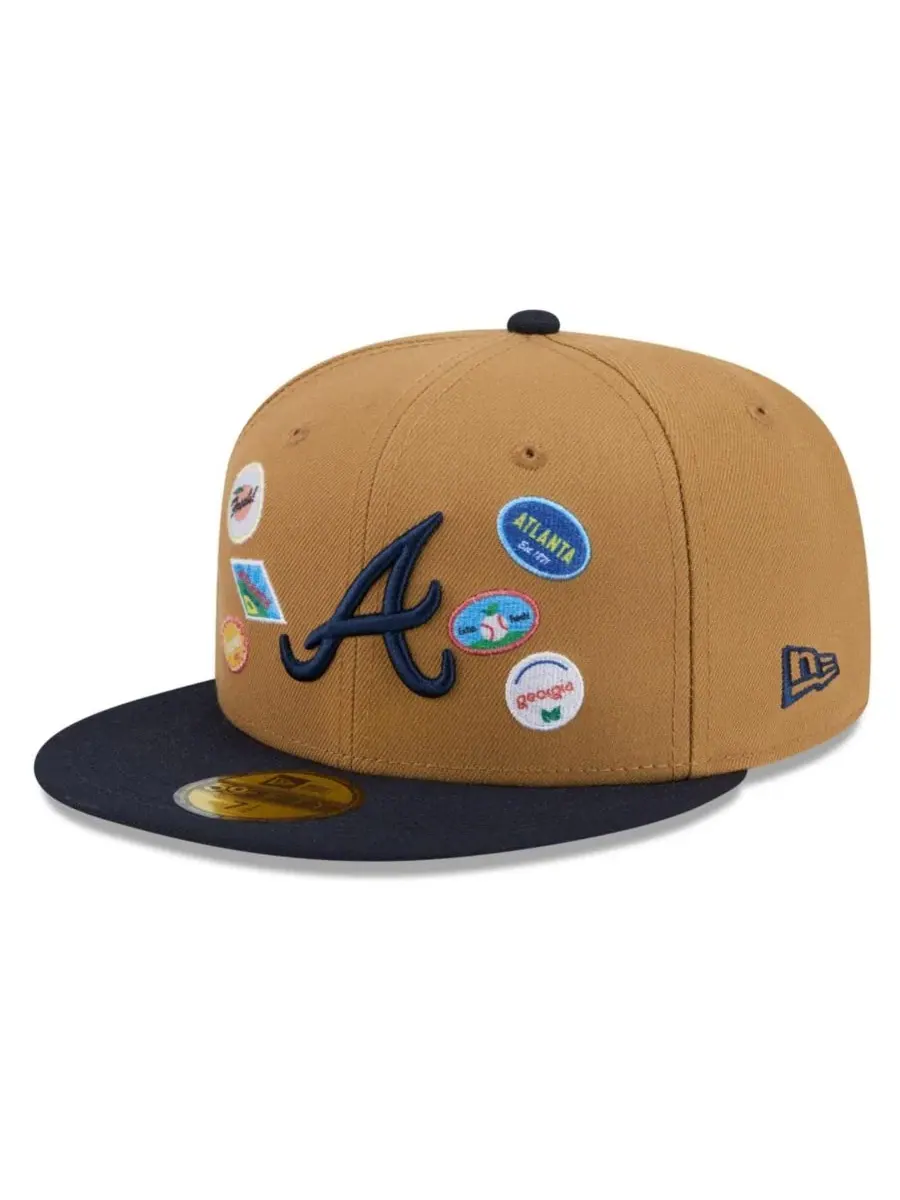 Кепка New Era Atlanta Braves Fruit Sticker 59FIFTY Fitted — изображение 3 из 5, бежевый
