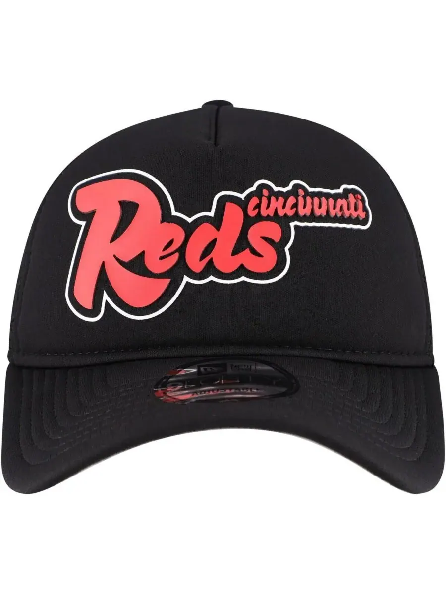 New Era Мужская черная кепка-тракер Cincinnati Reds в стиле ретро с А-образным вырезом, регулируемая — изображение 5 из 5
