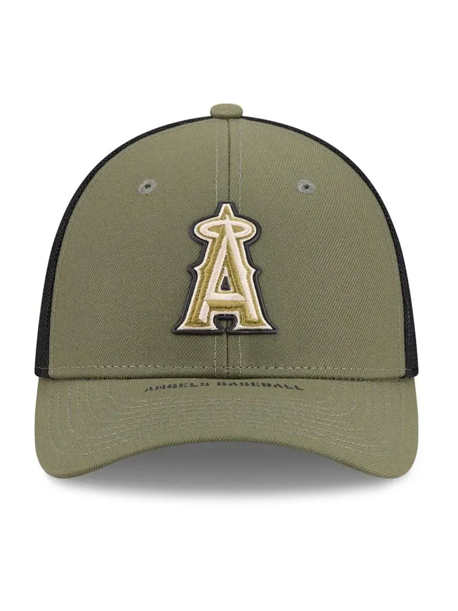 Кепка с принтом Los Angeles Angels 2026 Armed Forces Day 39THIRTY M-Crown Flex New Era — изображение 2 из 5, оливковый