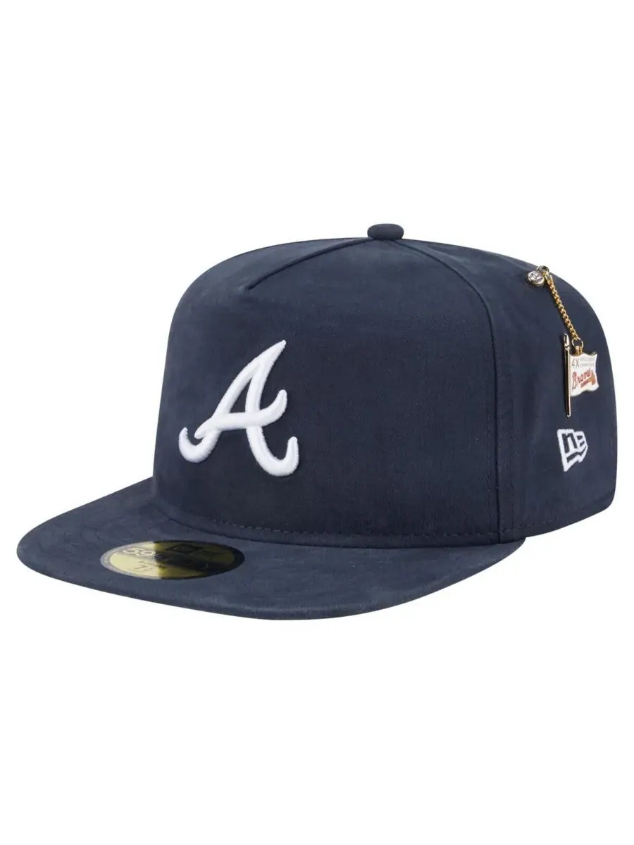 New Era Мужская темно-синяя бейсболка Atlanta Braves Championship Side Flag A-Frame 59FIFTY Fitted