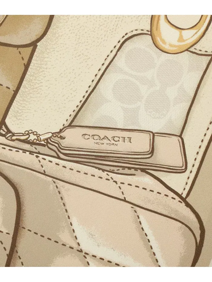 Шелковый платок с принтом Stacked Tabby Bags COACH — изображение 4 из 6, мел