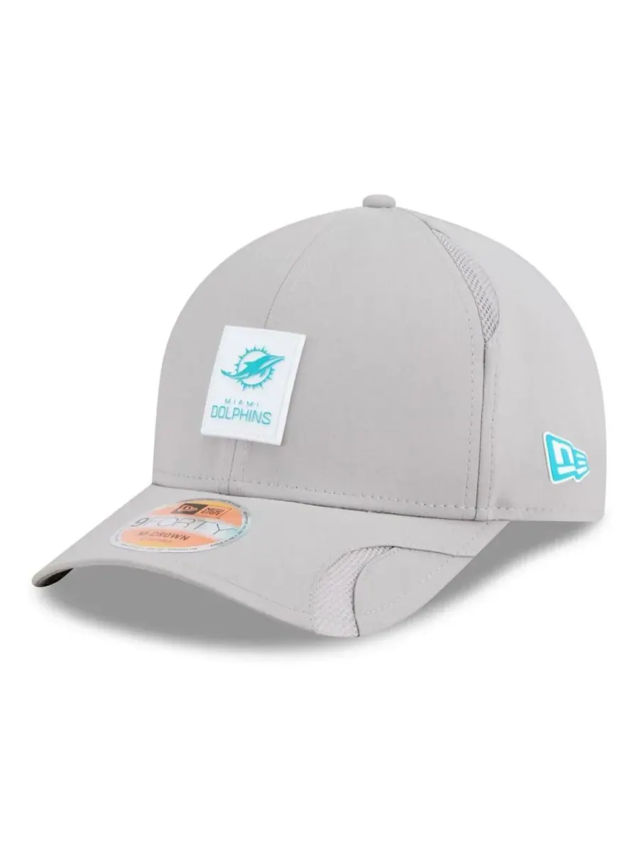 New Era Мужская серая регулируемая кепка Miami Dolphins 2025 Sideline M-Crown 9FORTY
