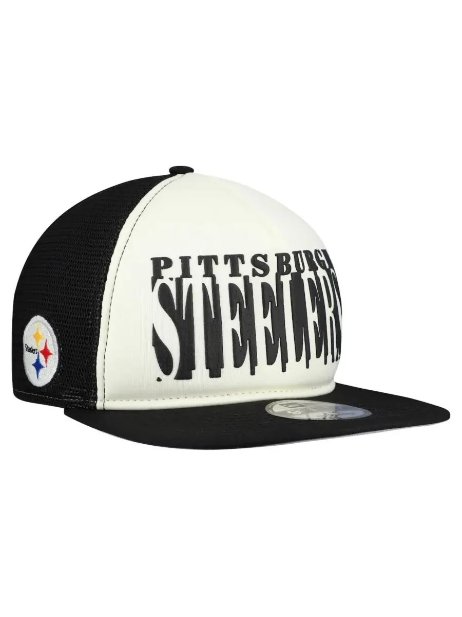 New Era Мужская кремово-черная кепка-бейсболка Pittsburgh Steelers Cutout A-Frame 9FIFTY с