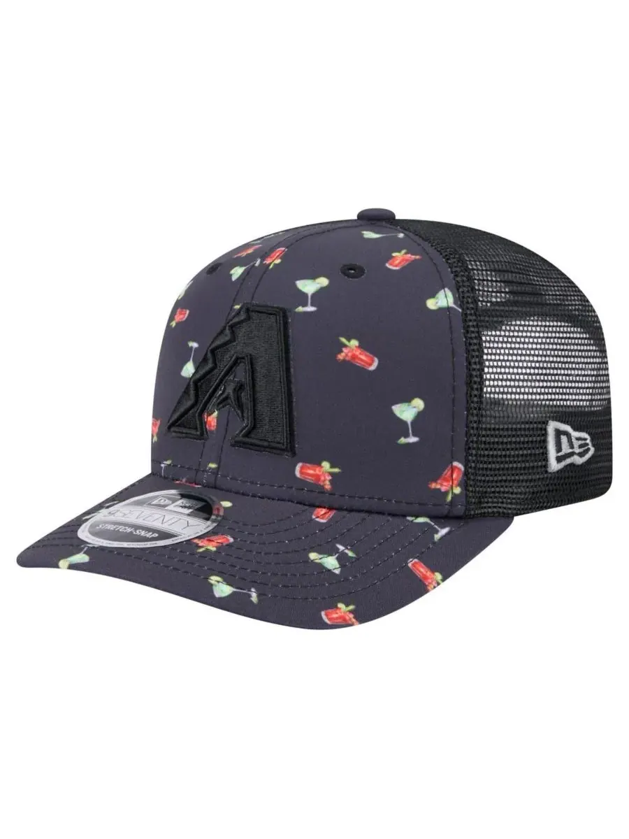 New Era Мужская черная кепка Arizona Diamondbacks Adventure Drinks Pattern 9SEVENTY с эластичными