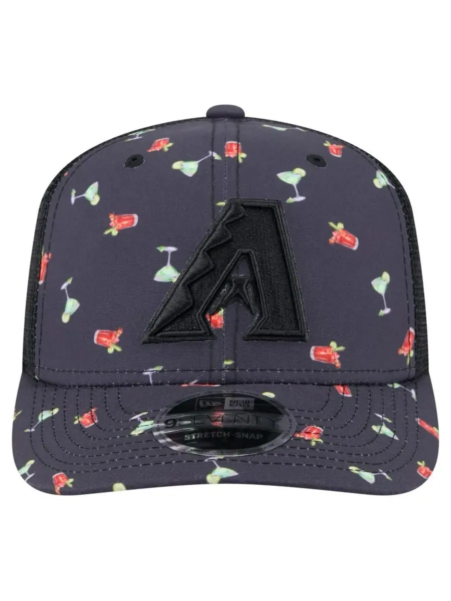 New Era Мужская черная кепка Arizona Diamondbacks Adventure Drinks Pattern 9SEVENTY с эластичными — изображение 2 из 4