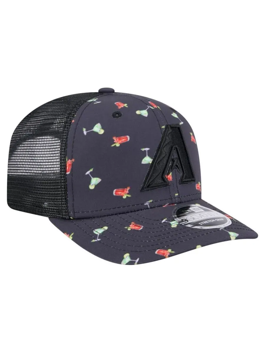 New Era Мужская черная кепка Arizona Diamondbacks Adventure Drinks Pattern 9SEVENTY с эластичными — изображение 3 из 4